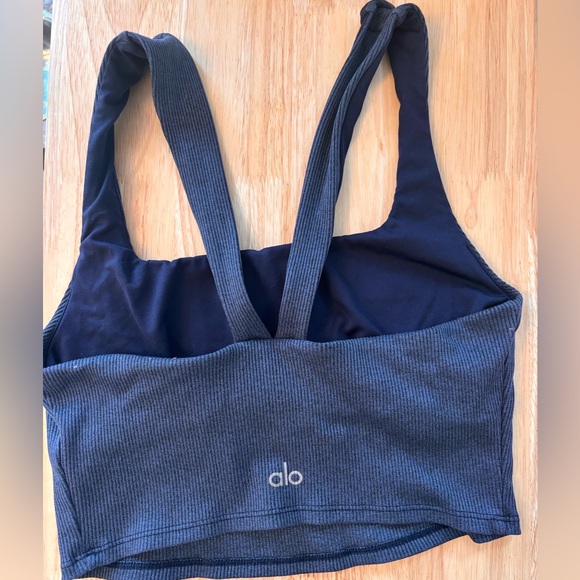 ALO Yoga Navy Blue Ribbed Bra - Picture 2 of 4